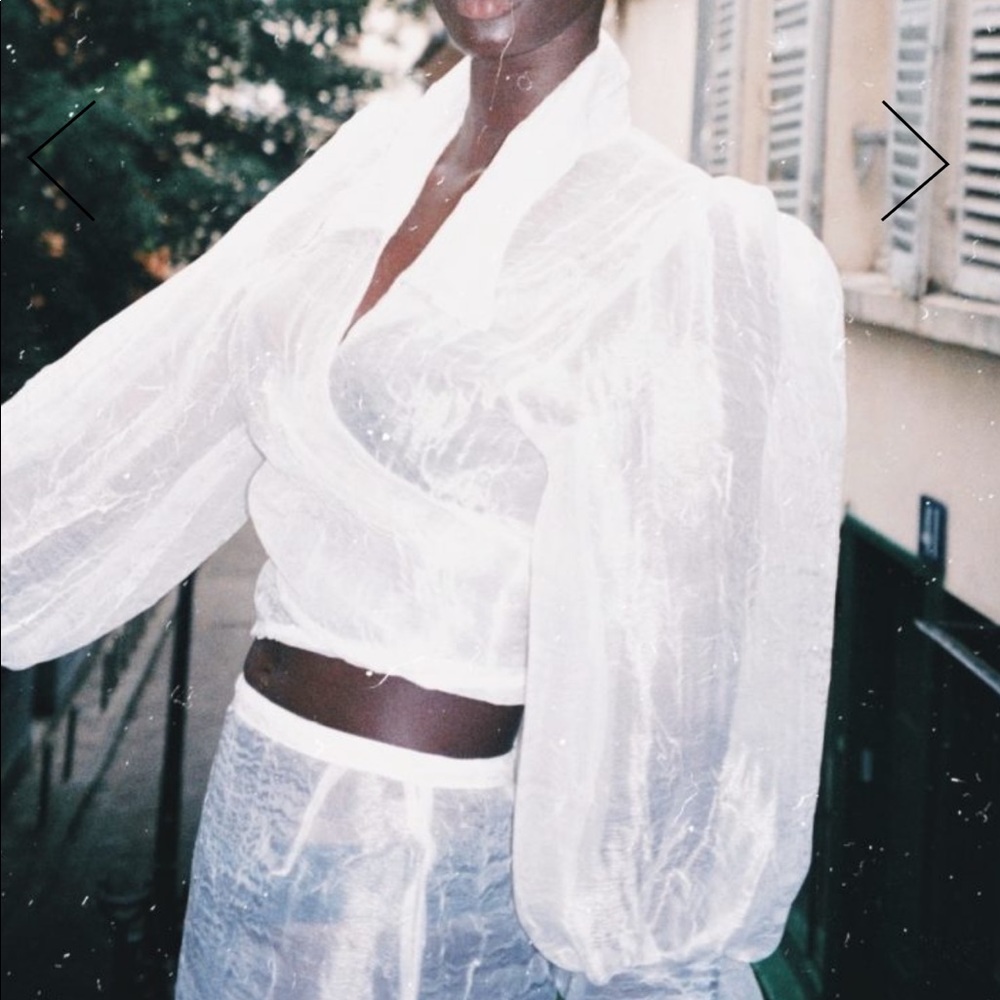 Maison Cleo Julie Crinkled Silk Organza Blouse xs - Picture 3 of 13
